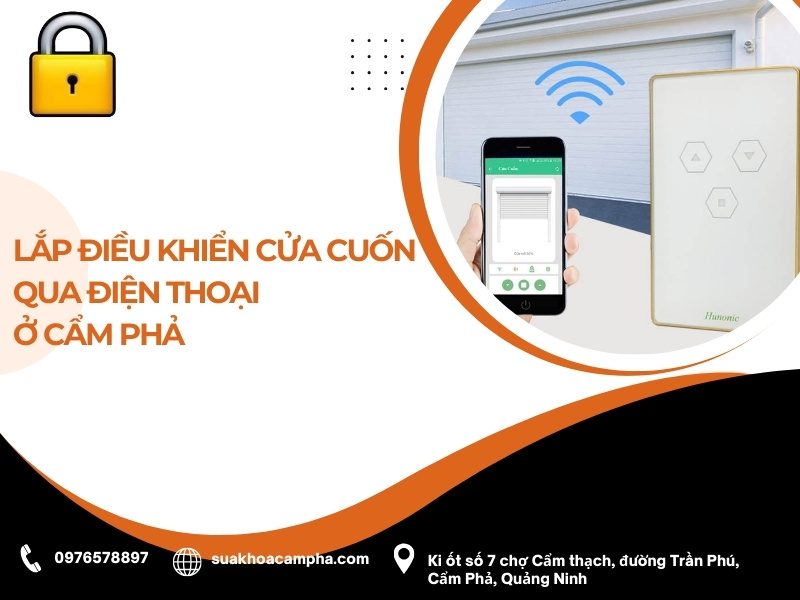 Lắp điều khiển cửa cuốn qua điện thoại ở Cẩm Phả