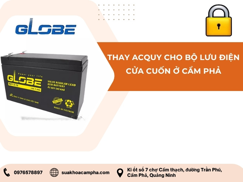 Thay acquy cho bộ lưu điện cửa cuốn ở Cẩm Phả